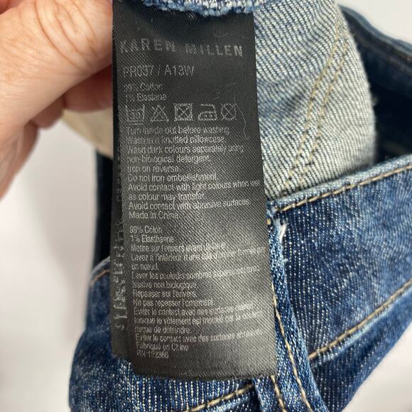 Karen Millen Jeans Women’s 4 Studded Tappered Punk Goth Mid Rise Distressed - Picture 9 of 13